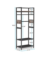Tribesigns ndustrial Hall Tree Garments Rack with Shelf and Hanging Rod,Freestanding Closet Organizer