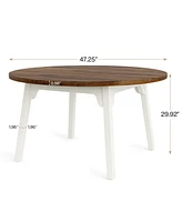 Tribesigns 47-Inch Round Dining Table with Solid Wood Legs,Industrial Dinner Table for 4-6 People