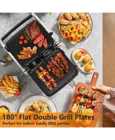 Sugift 3-in-1 Electric Panini Press Grill with Led Display & 5 Auto Modes for Indoor & Outdoor