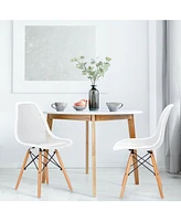 Gymax 2PCS Modern Dsw Dining Chair Office Home w/ Mesh Design Wooden Legs