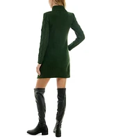 Crystal Doll Juniors' Cable Knit Turtleneck Sweater Dress