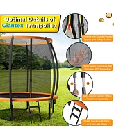 Gymax 8FT Recreational Trampoline w/ Ladder Enclosure Net Safety Pad Outdoor