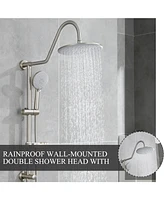 Flynama 5 -Spray Patterns 8 in. Rain Wall Mount Dual Shower Heads with Handheld Shower System