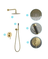 Flynama 1-Handle 2-Spray Rain Shower Faucet and Hand Shower Combo Kit (Valve Included)