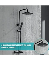 Flynama 3-Spray Patterns with 2.5 Gpm 10 in.Wall Mount Rain Fixed Shower Head with Slide Bar