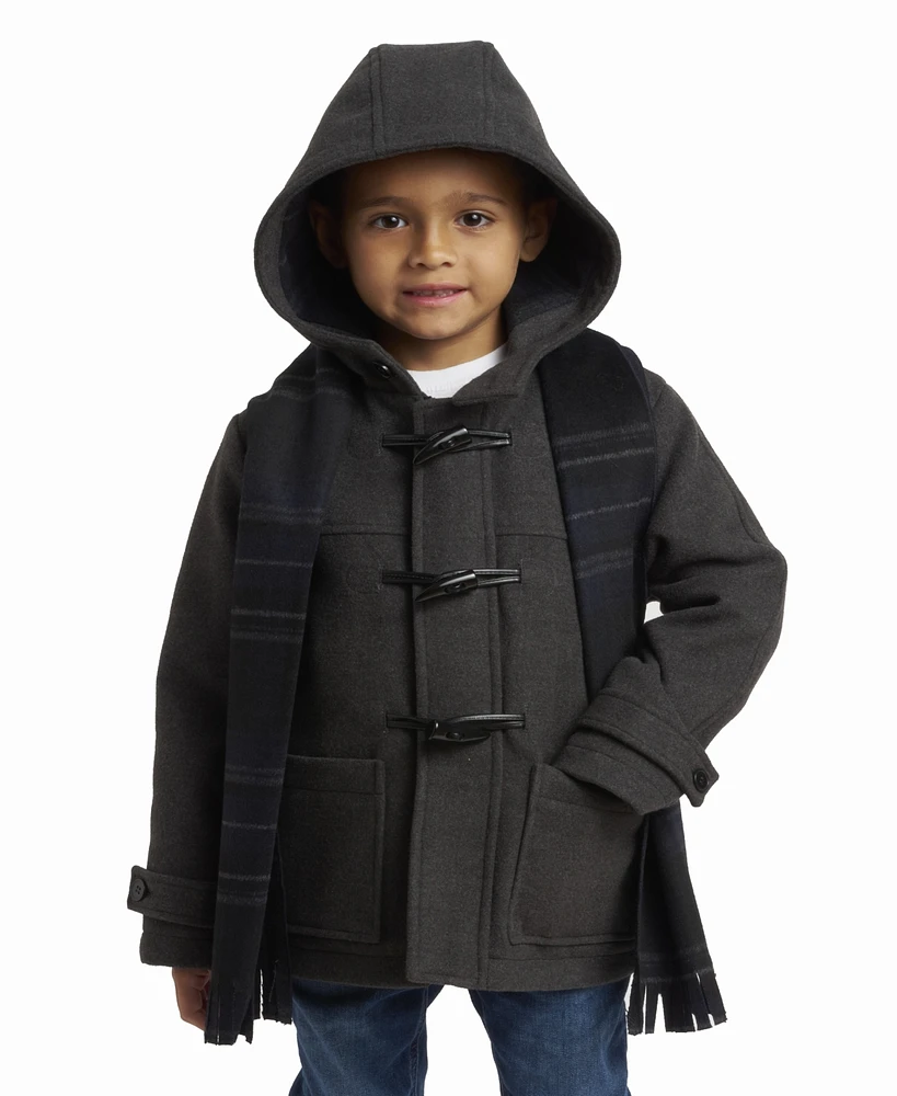 S Rothschild & Co Toddler Little Boy Toggle Dress Coat with Scarf