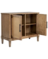 Martha Stewart Collection 36.5" Wood Salina Wide Woven Cane Accent Cabinet