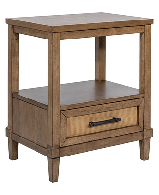 Martha Stewart Collection 22" Wood Salina Wide Woven Cane Nightstand