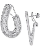 Diamond Baguette & Round Spiral Hoop Earrings (2-1/2 ct. t.w.) in 14k White Gold