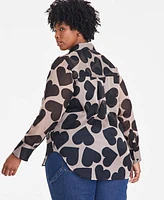 On 34th Trendy Plus Giant Hearts Printed Blouse, Exclusively at Macy's