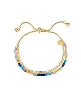 Unwritten Multi Color Stone Link and Beaded Bolo Bracelet