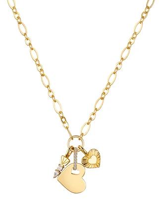 Unwritten Cubic Zirconia Key and Heart Link Pendant Necklace