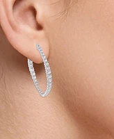 Diamond Graduated In & Out Navette Hoop Earrings (3 ct. t.w.) in 14k White Gold