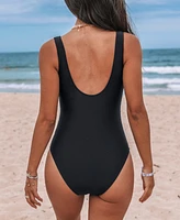 Cupshe Women's Scoop Neck U Back Color Block One Piece Swimsuit