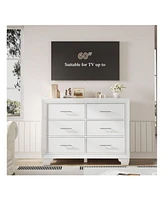 gaomon Dresser For Bedroom, 6 Drawer Chest Of Dressers, Modern Wooden Dresser With Silver Handle For Bedroom, Living Room, Hallway, Entryway