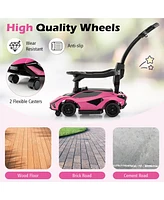 Gymax 3-in-1 Licensed Lamborghini Ride on Push Car Walking Toy Stroller with Usb Port Pink