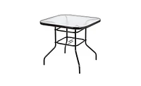 Slickblue Square Outdoor Dining Table – Toughened Glass Table for Yard and Garden