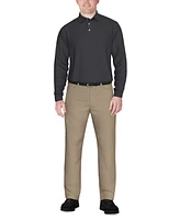 Pga Tour Men's Long Sleeve Jacquard Polo Shirt