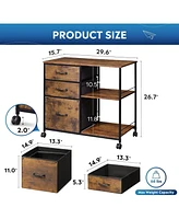 Devaise Drawer Mobile File Cabinet, Rolling Printer Stand with Open Storage Shelf