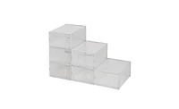 Slickblue 6-Pack Clear Plastic Stackable Shoe Storage Boxes - White Footwear Organizers