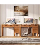 Tribesigns 47" Computer Desk with 3 Drawers, Farmhouse Office Desk with Storage, Wood Teacher Desk Writing Table with File Drawers for Home Office, Be