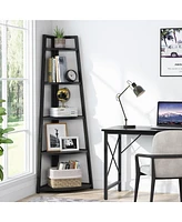 Tribesigns 5 Tier Industrial Corner Bookshelf Bookcase,70 inch Tall Shelf,Industrial Ladder Shelf Plant Stand