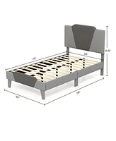 Sugift Full Velvet Upholstered Bed Frame with High Headboard