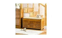 Slickblue Shoe Bench with Storage Cabinets - Stylish Entryway Organizer with Hidden Storage and Seating