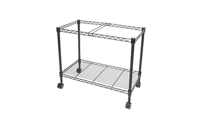 Slickblue Single Tier Metal Rolling Mobile File Cart Convenient Storage Solution on Wheels