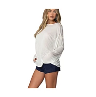 Edikted Women's Oversized Semi Sheer Long Sleeve T Shirt