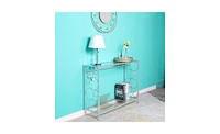 Slickblue Toughened Glass Panel Console Table Sleek and Sturdy Accent for Entryway or Living Room Decor