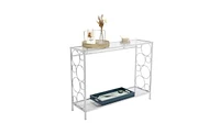 Slickblue Toughened Glass Panel Console Table Sleek and Sturdy Accent for Entryway or Living Room Decor