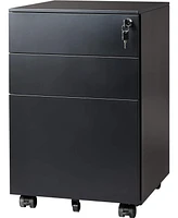 Devaise Locking File Cabinet, 3 Drawer Rolling Pedestal Under Desk Office, Fully Assembled Except Casters