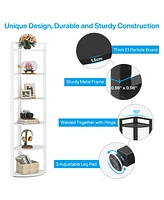 Tribesigns 70.9 Inch Tall Corner Bookshelf Small Bookcase Rustic Shelving Unit Storage Rack,6 Tier Shelf