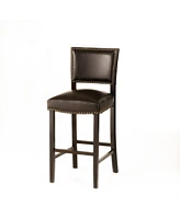 Contemporary Upholstered Bar Stool with Nailhead Trim,Rubberwood Legs,2PK-The Pop Home