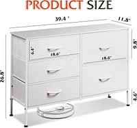 Wlive Dresser for Bedroom with 5 Drawers Wide Drawer Organizers Chest of Fabric Living Room Closet Hallway