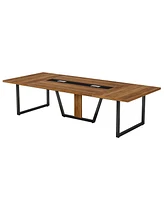 Tribesigns 94.49 L x 47.24 W x 29.53 H Inches Large Meeting Table/Podcast Table for 10 People, Business Style Wooden Training Table with Strong Metal