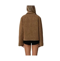 Edikted Women's Annabelle Oversized Faux Suede Jacket