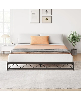 gaomon Full Size Bed Frame, Metal Low Platform Bed Frame, with Wavy Pattern, Metal Slat Support