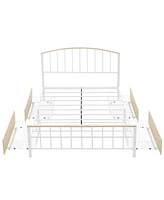 gaomon Queen Platform Bed Frame with Headboard & Footboard, Platform Bed Frame with 4 Storage Drawers