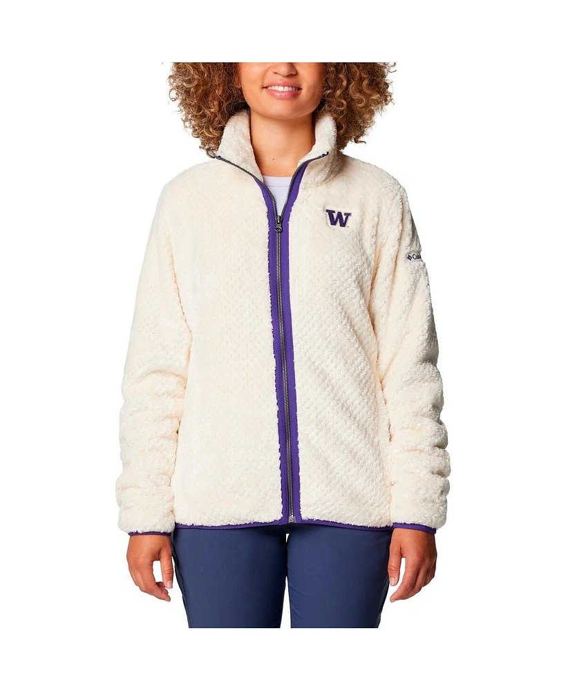 Columbia Women's Cream Washington Huskies Fireside Ii Sherpa Full-Zip Jacket