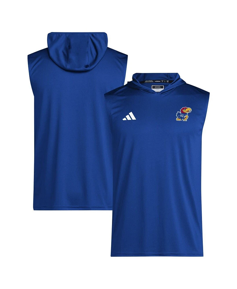 Adidas Men's Royal Kansas Jayhawks 2024 Sideline Hoodie Sleeveless Shirt