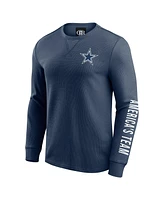 Fanatics Men's Navy Dallas Cowboys Washed Waffle-Knit Long Sleeve T-Shirt