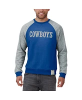 Darius Rucker Collection by Fanatics Men's Blue/Gray Dallas Cowboys Throwback Color Block Raglan Pullover Sweatshirt