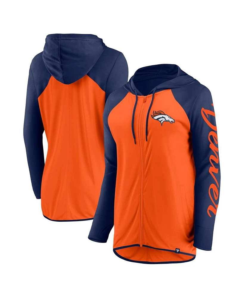 Fanatics Women's Orange/Navy Denver Broncos Script Full-Zip Hoodie