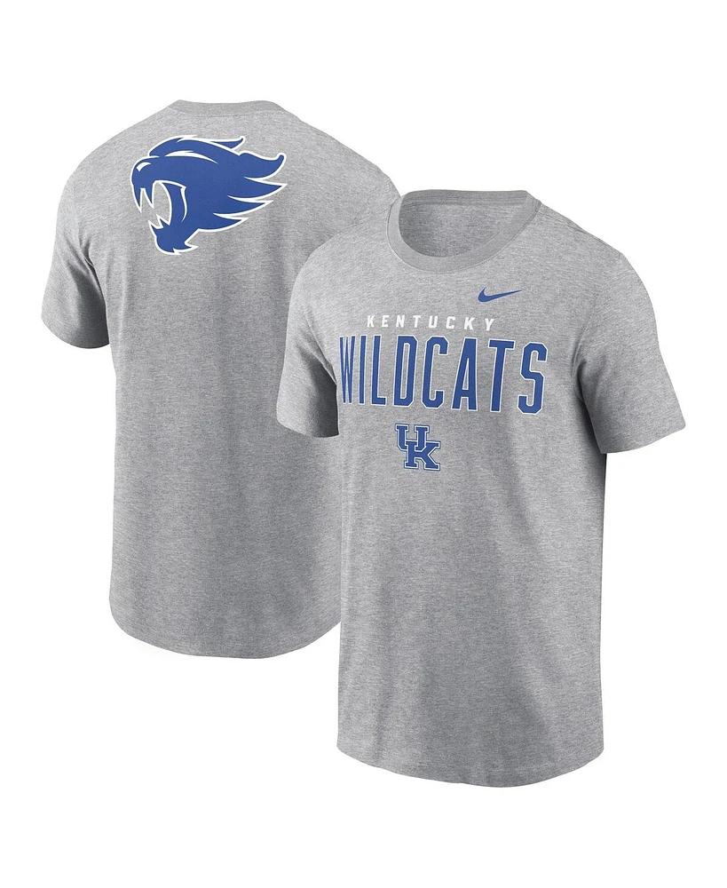 Nike Men's Heather Gray Kentucky Wildcats Campus 2-Hit Primary Mascot T-Shirt