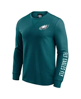 Fanatics Men's Kelly Green Philadelphia Eagles Washed Waffle-Knit Long Sleeve T-Shirt