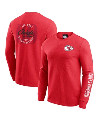 Fanatics Men's Red Kansas City Chiefs Washed Waffle-Knit Long Sleeve T-Shirt