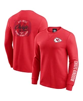 Fanatics Men's Red Kansas City Chiefs Washed Waffle-Knit Long Sleeve T-Shirt