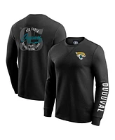 Fanatics Men's Black Jacksonville Jaguars Washed Waffle-Knit Long Sleeve T-Shirt